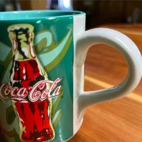 Retro Inspired Vintage Coca Cola Beverage Bottle Coffee Mug Blue Green Collector - Picture 4 of 5